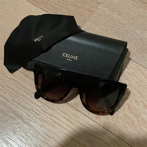 celine flat top two tone shield sunglasses|celine 55mm oversized square sunglasses.